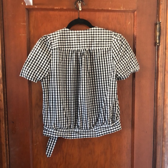 Short-Sleeve Wrap Top in Gingham Check Madewell - Picture 5 of 5